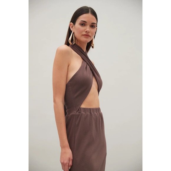 Atoir Elevate Dress Chestnut Brown Tie Back Cut Out - Picture 4 of 5